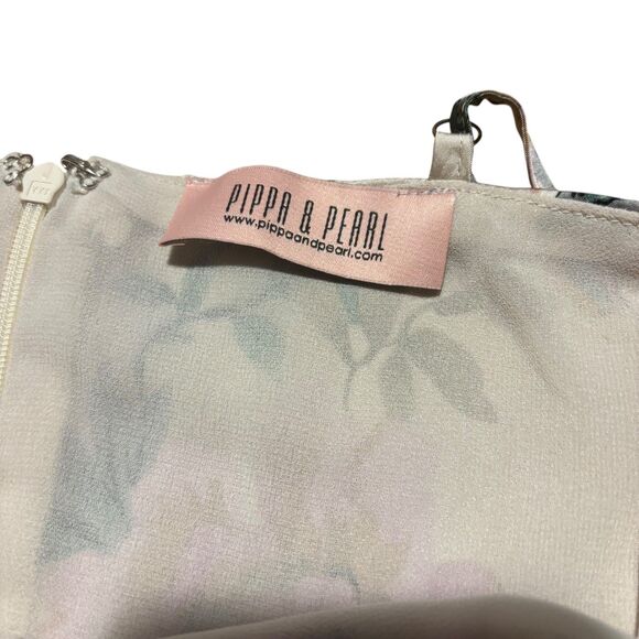 NEW Pippa & Pearl Satin Floral Wrap Front Gown- Size M - Picture 7 of 9